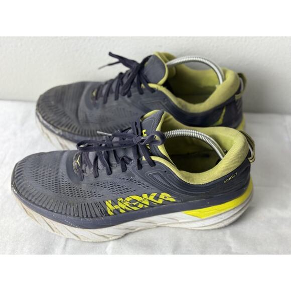 Hoka One One Bondi 7 Men’s Running Shoes Size 11.5 Black/Yellow - Picture 3 of 6